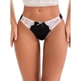 thumbnail image 1 of INSPIRE CHIC Women's Lace Trim Satin Elastic Low-Waisted Briefs Traceless Comfortable Breathable Hipsters S Black, 1 of 4