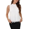 thumbnail image 1 of INSPIRE CHIC Women's Lace Trim Sleeveless Halter Mock Neck Button Elegant Blouse XS White, 1 of 6
