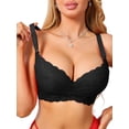 thumbnail image 1 of INSPIRE CHIC Women's Lace Underwire Bra Plus Size Full Coverage Lightly Padded Push Up Supportive Lingerie E 42 Black, 1 of 5
