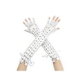 thumbnail image 1 of INSPIRE CHIC Women's Lace Up Half Finger Gloves Lace Elbow Length Arm Warmers White and White Ribbon One Size, 1 of 6
