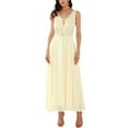 thumbnail image 1 of INSPIRE CHIC Women's Lace V Neck Sleeveless Cocktail Wedding Guest Gown Dresses 2XL Golden, 1 of 7
