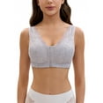 thumbnail image 1 of INSPIRE CHIC Women's Lace Zip Front Closure Full Coverage Wirefree Wide Straps V Back Padded Bras D 36 Grey, 1 of 2