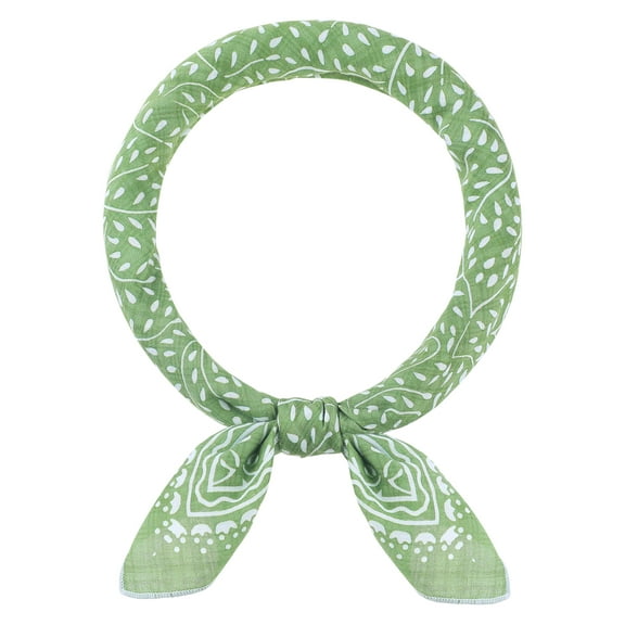 INSPIRE CHIC Women's Leaf Dots Printed Blended Cotton Scarves, 21.7x21.7" Small Square Headscarf Neckerchief 21.7x21.7" Green