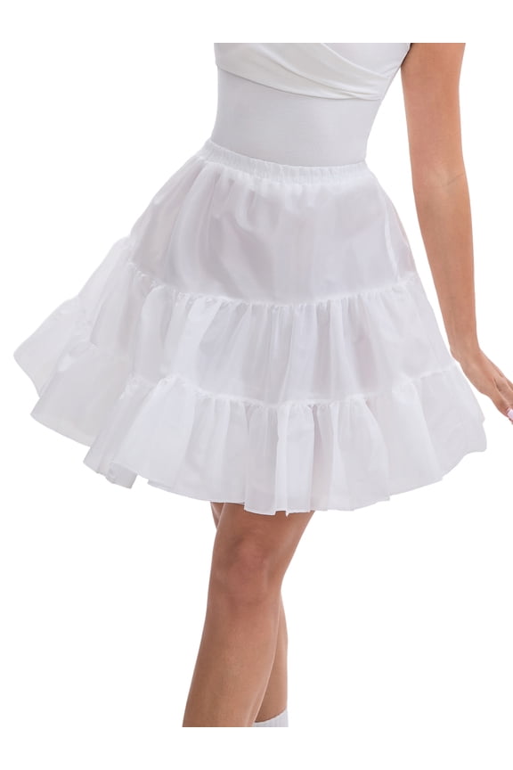 Women's Length Crinoline Prom Evening Wedding Dress Petticoats Underskirt Tutu Half Slips M White 50cm