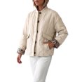 thumbnail image 1 of INSPIRE CHIC Women's Leopard Print Lined Puffer Jacket with Ribbed Crew Neck and Pockets Medium Beige, 1 of 6