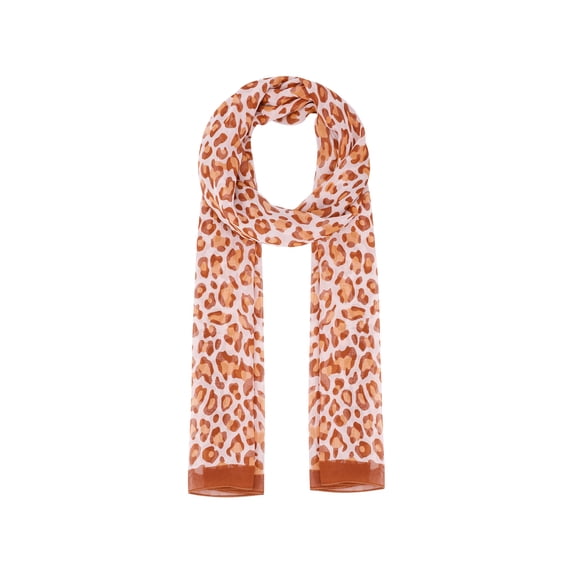 INSPIRE CHIC Women's Leopard Print Vintage Scarf, Lightweight Silky Sunscreen Neckerchief Wrap Bandanas for Daily Travel One Size Rust