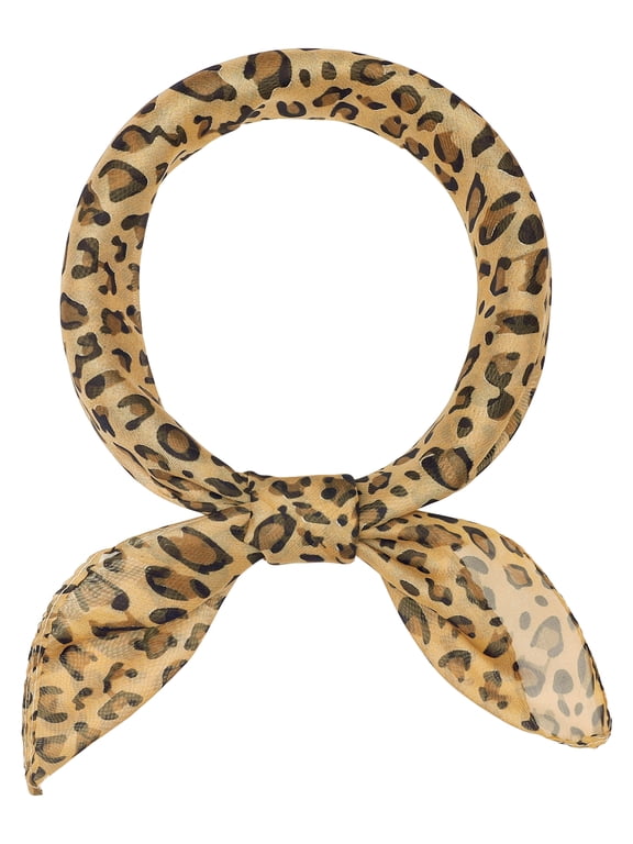 Women's Leopard Printed Chiffon Scarves Square/Long Lightweight Soft Sheer Neck Scarf for All Season 25.6"x25.6" Brown-Square