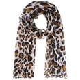 thumbnail image 1 of INSPIRE CHIC Women's Leopard Printed Long Scarf, Lightweight Soft Sheer Head Wrap Shawl Scarves for All Season 70.9x35.4" Khaki, 1 of 6
