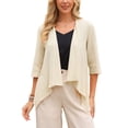 thumbnail image 1 of INSPIRE CHIC Women's Linen Cardigan Summer 2026 3/4 Sleeve Open Front Loose Cover Ups Lightweight Shrug L Beige, 1 of 6