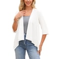 thumbnail image 1 of INSPIRE CHIC Women's Linen Cardigan Summer 2026 3/4 Sleeve Open Front Loose Cover Ups Lightweight Shrug S White, 1 of 6