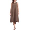 thumbnail image 1 of INSPIRE CHIC Women's Linen Dresses Crewneck Loose Fit Shift Sleeveless Sundresses Casual Tank Dress with Pockets S Brown, 1 of 6
