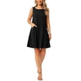 thumbnail image 1 of INSPIRE CHIC Women's Linen Dresses Summer Sleeveless Sundress Casual Loose Flowy Mini Tank Beach Dress with Pockets L Black, 1 of 6