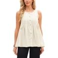 thumbnail image 1 of INSPIRE CHIC Women's Linen Tank Tops Summer Sleeveless Shirts Button Pleated Babydoll Casual Blouse S Beige, 1 of 6