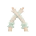 thumbnail image 1 of INSPIRE CHIC Women's Long Ruffle Tulle Cuff Sleeves Mesh Sheer Arm Cover Fingerless Gloves for Wedding 1 Pair Light Green One Size, 1 of 6
