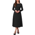 thumbnail image 1 of INSPIRE CHIC Women's Long Sleeve Dress Wedding Guest Formal Cocktail Crewneck A-Line Maxi Dress S Black, 1 of 1