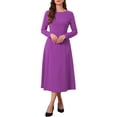 thumbnail image 1 of INSPIRE CHIC Women's Long Sleeve Dress Wedding Guest Formal Cocktail Crewneck A-Line Maxi Dress XL Purple, 1 of 6