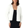 thumbnail image 1 of INSPIRE CHIC Women's Long Sleeve V Neck Cardigan Lightweight Button Down Casual Knit Shrugs Sweater S White, 1 of 6
