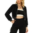 thumbnail image 1 of INSPIRE CHIC Women's Long Sleeve Zip Up Faux Fur Cropped Bomber Jacket S Black, 1 of 5