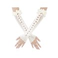 thumbnail image 1 of INSPIRE CHIC Women's Long Stretchy Bowknot Fingerless Arm Gloves Satin Y2K Lolita Sleeves for Female  Bride Princess Costume Opera Dance Party White, 1 of 7