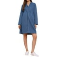 thumbnail image 1 of INSPIRE CHIC Women's Maternity Denim Dress Long Sleeves Cotton Button Down Fall Shirt Dresses 2XL Blue, 1 of 6