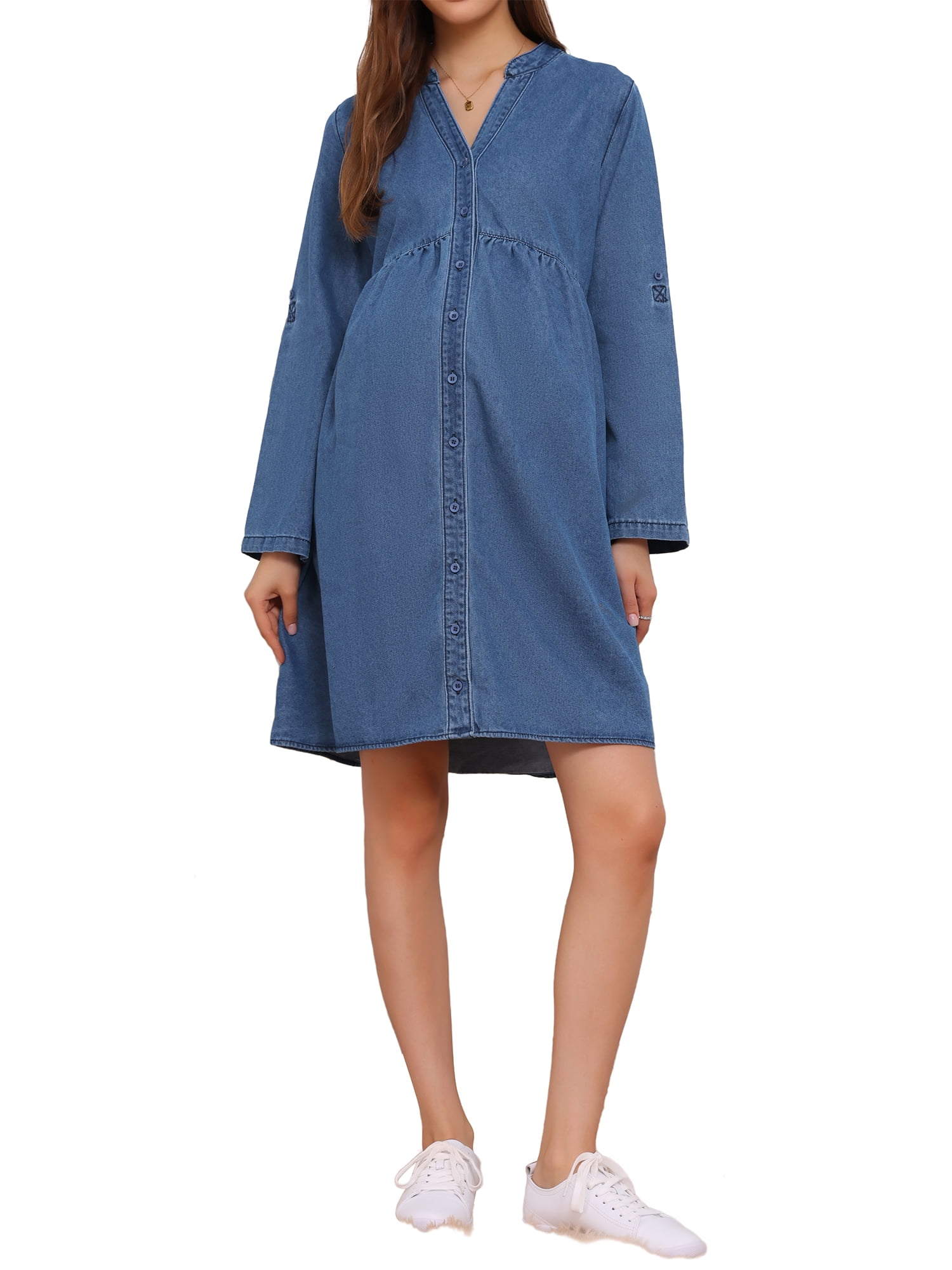 maternity blue jean dress Winter lily main image 0