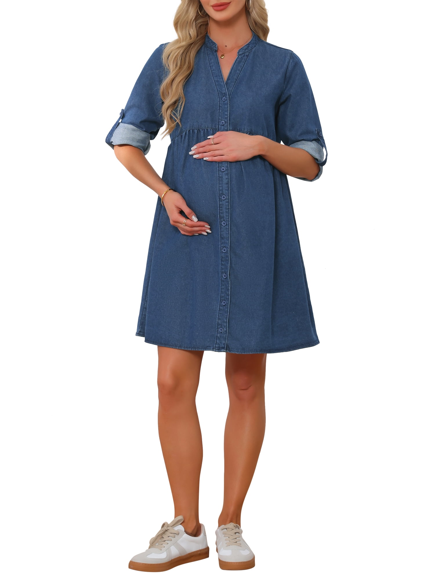 maternity denim shirt dress Denim Maternity Shirt main image 0