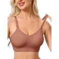 thumbnail image 1 of INSPIRE CHIC Women's Maternity Full Coverage Adjustable Buckled Straps Postpartum Nursing Bra V-Neck Wireless Bralettes M Brown, 1 of 4