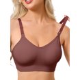 thumbnail image 1 of INSPIRE CHIC Women's Maternity Full Coverage Adjustable Buckled Straps Postpartum Nursing Bra V-Neck Wireless Bralettes M Wind Red, 1 of 4