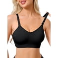 thumbnail image 1 of INSPIRE CHIC Women's Maternity Full Coverage Adjustable Buckled Straps Postpartum Nursing Bra V-Neck Wireless Bralettes S Black, 1 of 4