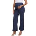thumbnail image 1 of INSPIRE CHIC Women's Maternity Pants Over the Belly Straight Wide Leg Loose Pregnancy Pants with Pockets High Stretchy Casual Work M Deep Blue, 1 of 6