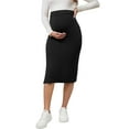 thumbnail image 1 of INSPIRE CHIC Women's Maternity Winter Warm High Waist Casual Side Split Stretchy Elastic Bodycon Sweater Midi Skirt Black Medium, 1 of 6