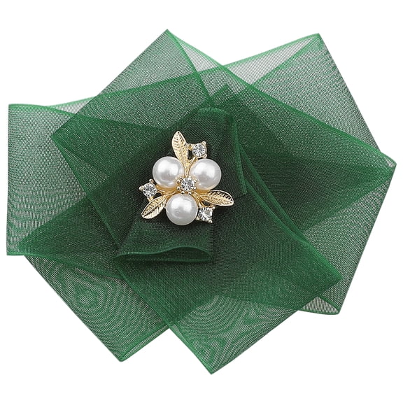 INSPIRE CHIC Women's Mesh Flower Brooch Pins with Beads for Shirts Green