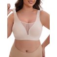 thumbnail image 1 of INSPIRE CHIC Women's Mesh Plunge Wirefree Full Coverage Bras Wide Straps Seamless Lightweight Soft Breathable Bra S Beige, 1 of 4