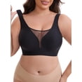 thumbnail image 1 of INSPIRE CHIC Women's Mesh Plunge Wirefree Full Coverage Bras Wide Straps Seamless Lightweight Soft Breathable Bra S Black, 1 of 4