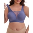 thumbnail image 1 of INSPIRE CHIC Women's Mesh Plunge Wirefree Full Coverage Bras Wide Straps Seamless Lightweight Soft Breathable Bra XXL Blue, 1 of 4