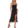 thumbnail image 1 of INSPIRE CHIC Women's Mesh Sleeveless High Slit Party Club Bodycon Maxi Dresses M Dark Purple, 1 of 6