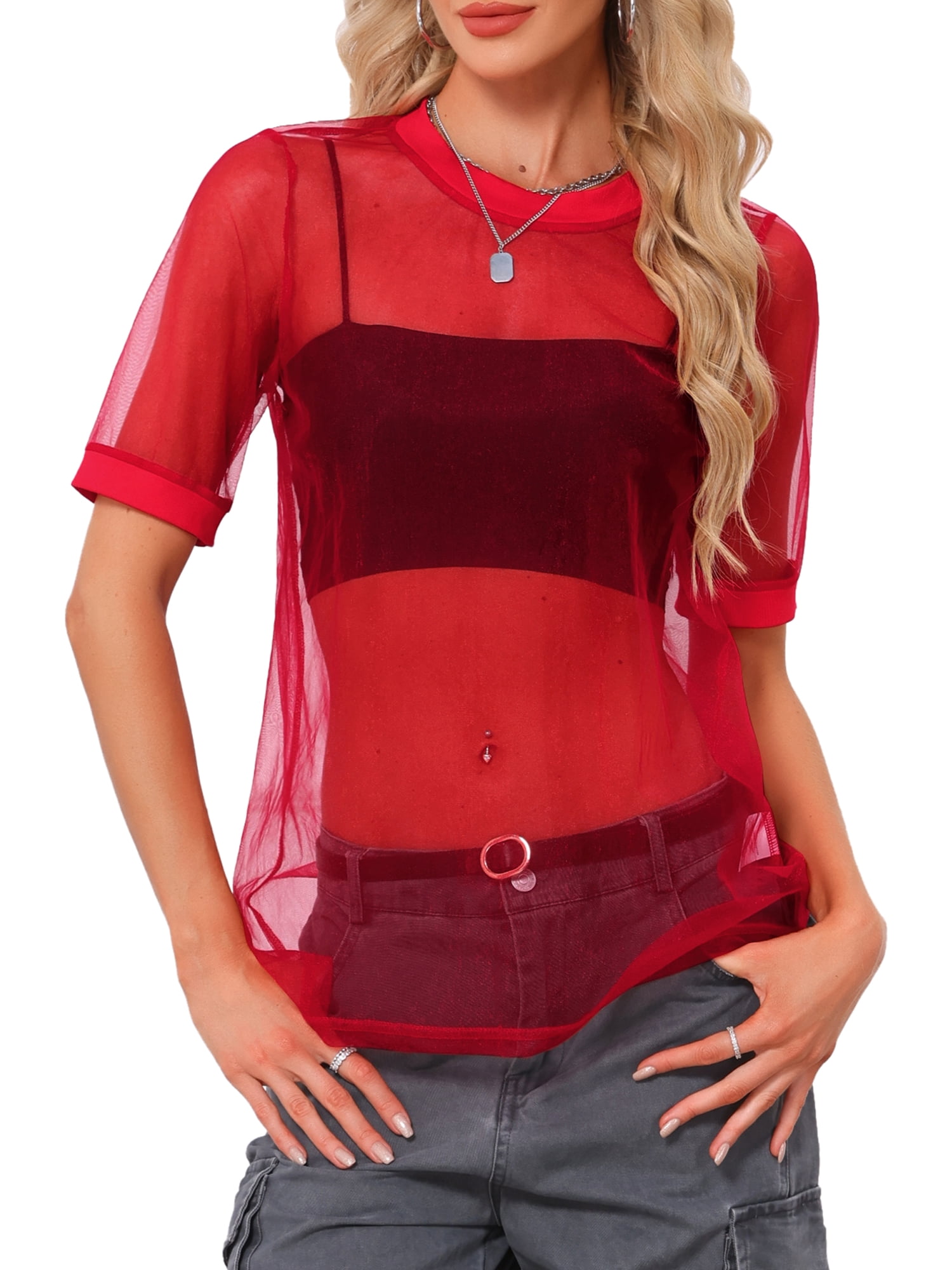 INSPIRE CHIC Women's Halloween Mesh T-Shirt Cover Up Party Short