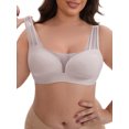 thumbnail image 1 of INSPIRE CHIC Women's Mesh Wireless Push Up Minimizers Wide Straps V-Neck Lightweight Breathable Seamless Soft Bras XXL Purple, 1 of 4