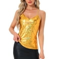 thumbnail image 1 of INSPIRE CHIC Women's Metallic Camisole Spaghetti Straps Backless Tank Tops XL Gold Yellow, 1 of 6