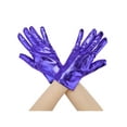 thumbnail image 1 of INSPIRE CHIC Women's Metallic Shiny Shimmer Full Finger Wrist Length Gloves for Party Costume 1 Pair One Size Blue, 1 of 6