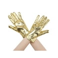thumbnail image 1 of INSPIRE CHIC Women's Metallic Shiny Shimmer Full Finger Wrist Length Gloves for Party Costume 1 Pair One Size Gold, 1 of 6