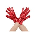 thumbnail image 1 of INSPIRE CHIC Women's Metallic Shiny Shimmer Full Finger Wrist Length Gloves for Party Costume 1 Pair One Size Red, 1 of 6