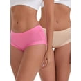thumbnail image 1 of INSPIRE CHIC Women's Mid-Waisted Modal Plus Size Underwear Solid Cotton Full Coverage Briefs 2 Packs XL 1 Beige 1 Rose Red, 1 of 5