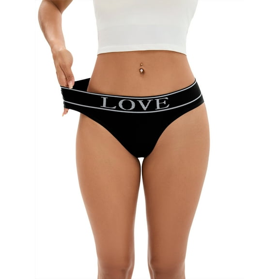 INSPIRE CHIC Women's Mid-Waisted No Trace Underwear Briefs High Elasticity Underpants L Black