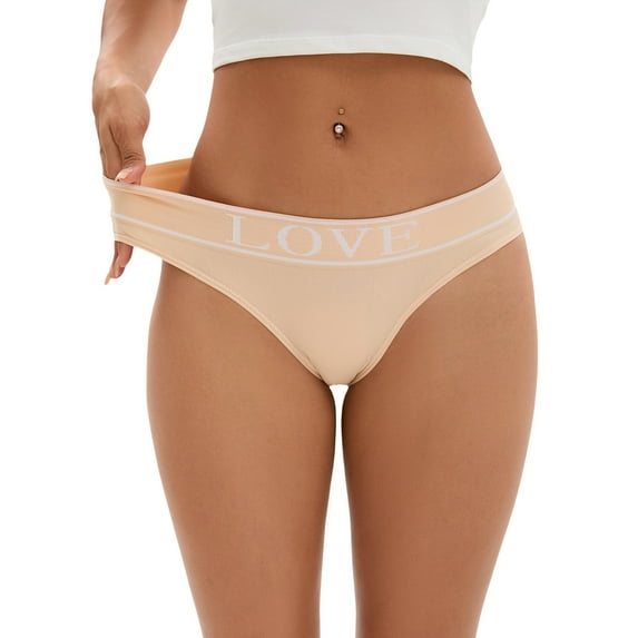 INSPIRE CHIC Women's Mid-Waisted No Trace Underwear Briefs High Elasticity Underpants S Beige