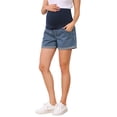 thumbnail image 1 of INSPIRE CHIC Women's Summer Lounge Workout Roll Hem with Pockets Maternity Pregnancy Denim Shorts Dark Blue S, 1 of 6