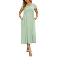 thumbnail image 1 of INSPIRE CHIC Women's Mother's Days Maternity Dress Maxi Short Sleeves Ruffled Pleating Pregnancy Dresses for Photoshoot Flowy Casual 2026 Summer M Green, 1 of 6