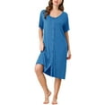 thumbnail image 1 of INSPIRE CHIC Women's Mother's Day Nightgown Button Down Soft Modal Short Sleeve Pajama Sleepshirts XL Blues, 1 of 6