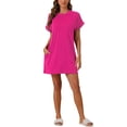 thumbnail image 1 of INSPIRE CHIC Women's Nightgown Sleep Dress Short Sleeve Crew Neck Soft Night Dress with Pockets XL Rose Pink, 1 of 5