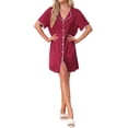 thumbnail image 1 of INSPIRE CHIC Women's Nightshirt Satin Short Sleeve Sleepshirt Button Down Pajama Nightgown XL Red, 1 of 6